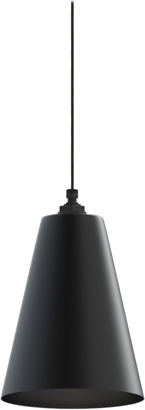 Steel Lighting Co. Laurel Pendant Light | Ceiling Mounted | 8.5 inch Cone Shade | Modern Contemporary Farmhouse Style Made in America | Black Cloth Cord | Matte Black Exterior/Matte Black Interior