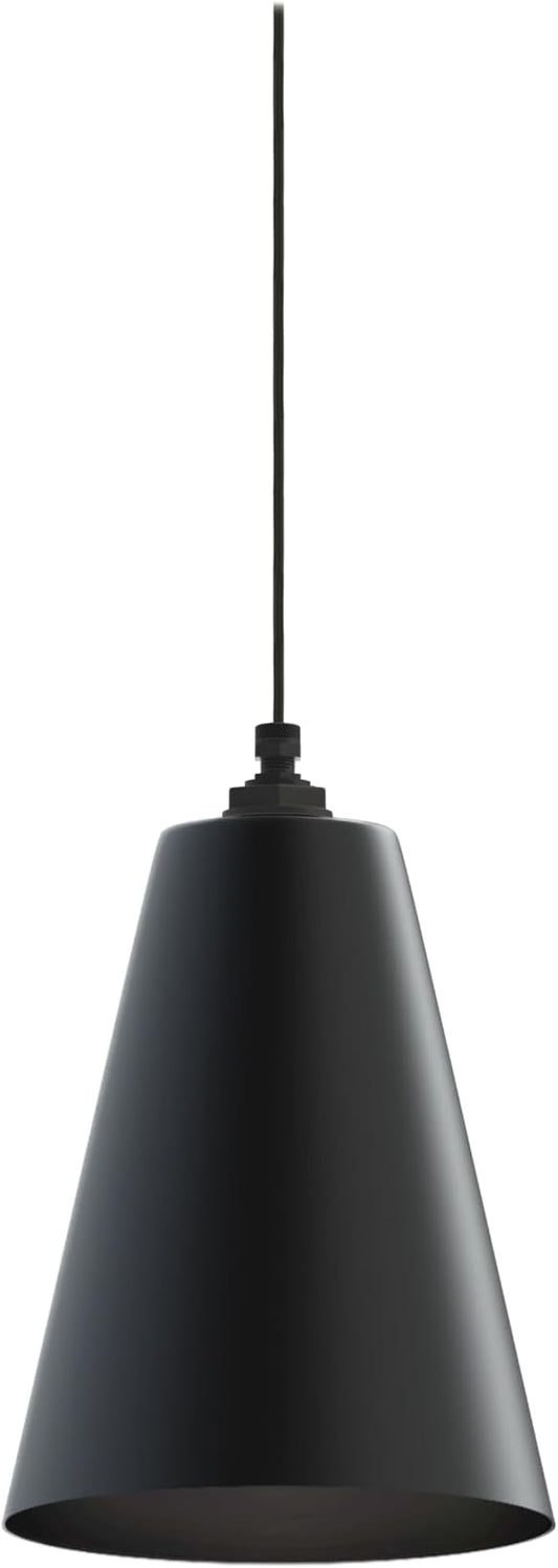 Steel Lighting Co. Laurel Pendant Light | Ceiling Mounted | 8.5 inch Cone Shade | Modern Contemporary Farmhouse Style Made in America | Black Cloth Cord | Matte Black Exterior/Matte Black Interior
