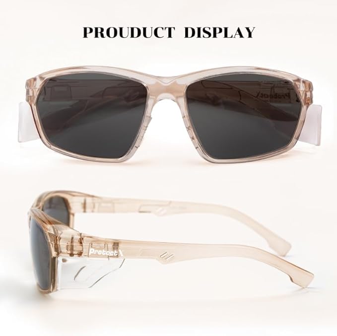 ProtectX Stylish Anti-Fog & Scratch-Resistant Safety Glasses With Readers, UV Protection Goggles, Anti-Impact Lightweight Glasses for Men＆Women Cold Brew Tinted Smoke - 6 Pack