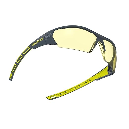 HexArmor MX250 Amber Safety Glasses for Men and Women | Anti-Fog | Scratch Resistant | For Low-Light Conditions | Modern-Safety Glasses | Metal-Free | Certified ANSI Z87 | 100% UV Protected Eyewear