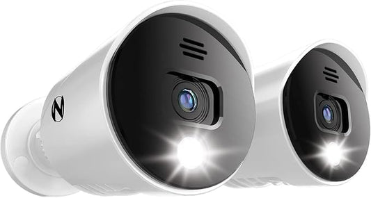 Night Owl Wired 4K UHD Indoor/Outdoor Add On Spotlight Cameras with Preset Voice Alerts and Built-in Camera Siren (Requires Compatible BTD8 Series DVR - Sold Separately)