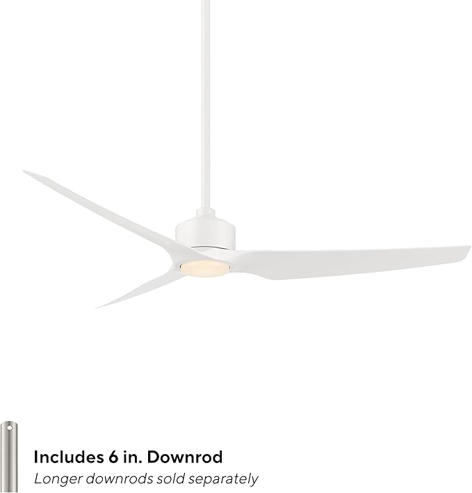 WAC Smart Fans Stella Indoor and Outdoor 3-Blade Ceiling Fan 60in Matte White with 3000K LED Light Kit and Remote Control works with Alexa and iOS or Android App