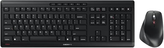 Cherry Stream Comfort Desktop Wireless Keyboard and Mouse | USB SX Scissors Mechanism | Whisper-Quiet Silent | Keystroke (Black, Desktop Combo)