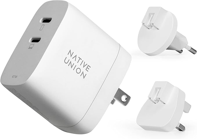 Native Union Fast GaN Charger PD 67W – Ultra-Compact Multi-Device Power Delivery Enabled USB-C Charger Up to 67W – for MacBook Pro, iPads, iPhones, Pixel, Galaxy & Other Type-C Devices (White)