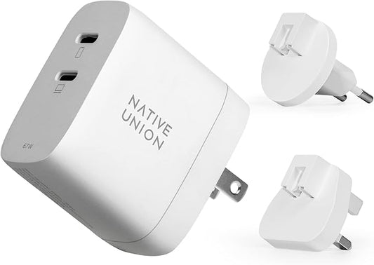 Native Union Fast GaN Charger PD 67W – Ultra-Compact Multi-Device Power Delivery Enabled USB-C Charger Up to 67W – for MacBook Pro, iPads, iPhones, Pixel, Galaxy & Other Type-C Devices (White)