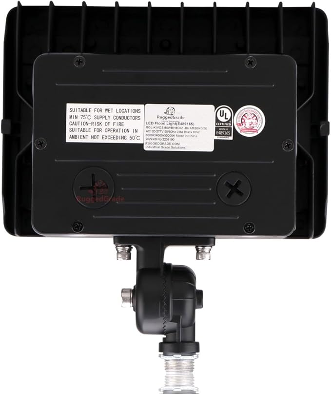 RuggedGrade 80W LED Flood Light | Kivo II Series | 11,600 Lumens | Color Selectable 3000K/4000K/5000K | Outdoor Waterproof Security Light | Knuckle Conduit Mount | DLC 5.1 Premium