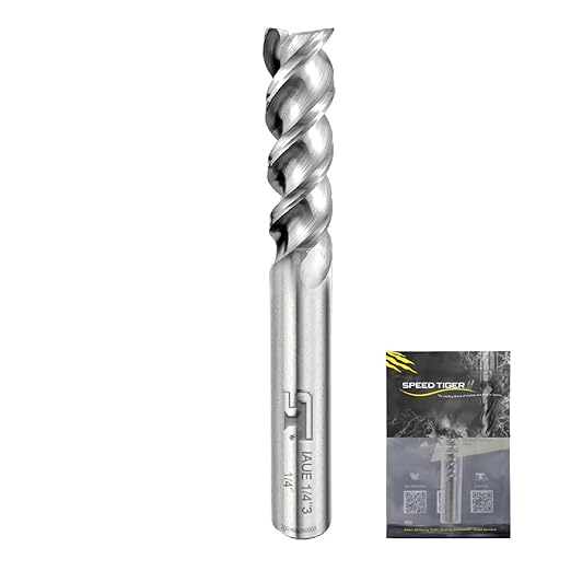SPEED TIGER Carbide Square End Mill - 3 Flute - IAUE1/4 3 (1 Piece, 1/4") - High Feed U-Type Design - for Roughing and Finishing - for Milling Aluminum Applications – Professional Mill Bits Sets