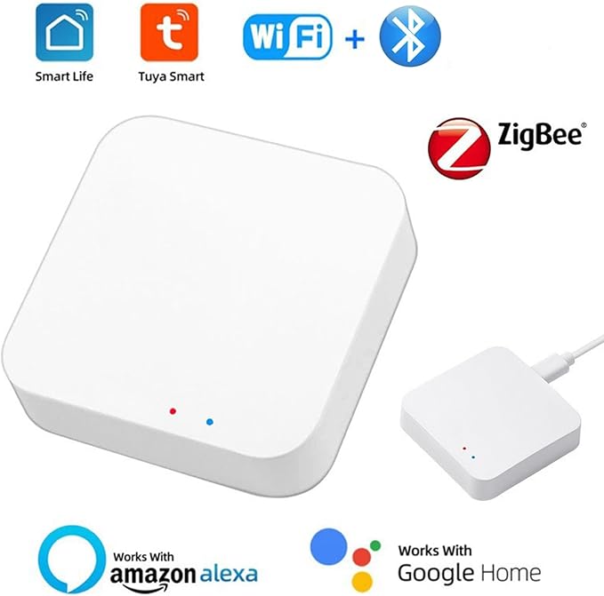 ZigBee 3.0 Hub WiFi & Bluetooth Dual Mode Gateway, Only for Tuya Product Smart Home Bridge Wireless Remote Controller,Intelligent Bridge Wireless Smart Home Gateway Voice Control via Alexa,Google Home