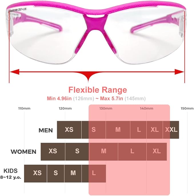 Super Flexible Lightweight Anti Fog Wrap-Around U6 Clear Shooting Safety Glasses with ANSI Z87.1 Scratch Resist