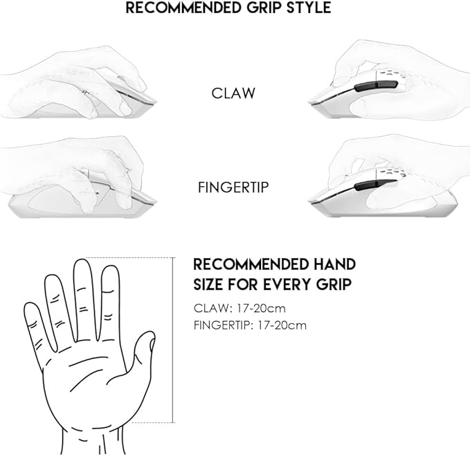 FANTECH ARIA XD7 Wireless Gaming Mouse Pixart 3395 Gaming Sensor 26000 DPI, HUANO Switches, Super Lightweight 59 Grams and Ambidextrous Egg Shape, 3 Mode Connectivity, White