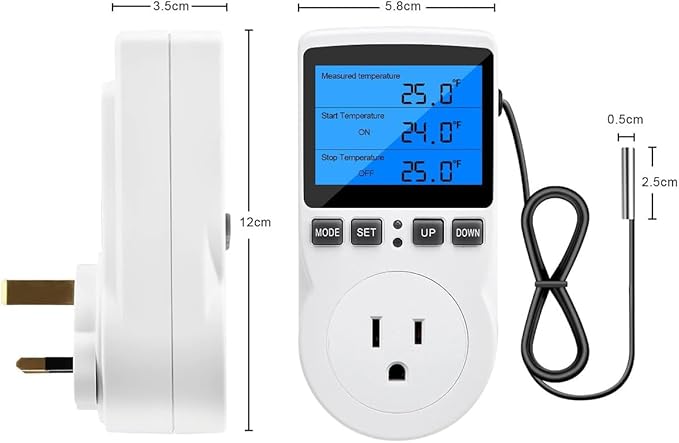 Diymore Digital Thermostat Temperature Controller Electric Digital RV Thermostat Heating Cooling Control Mode Timer 1800W 120V 15A Incubator Thermometer Reptile Thermostat Greenhouse Pool Thermometer