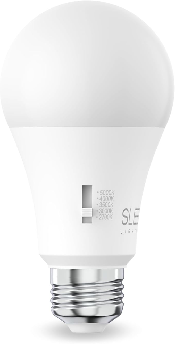 SLEEKLIGHTING A19 60W Equivalent 9 Watt LED Bulb, 5 CCT (2700K, 3000K, 3500K, 4000K, 5000K) 800 Lumens, Dimmable, Energy Star, E26 Base - (4 Pack)