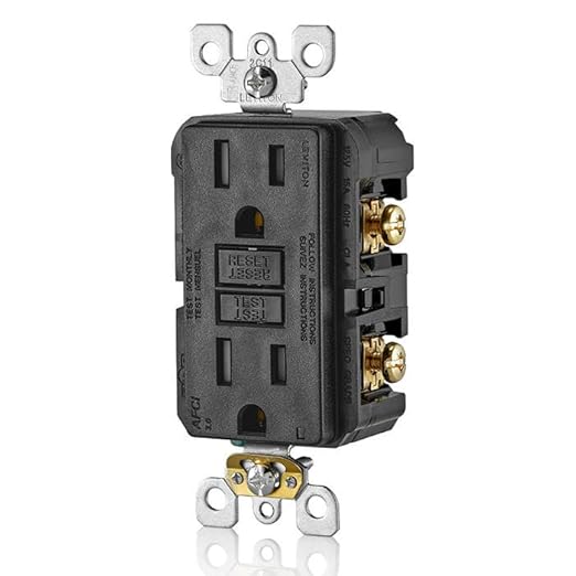Leviton AFCI Outlet, 15 Amp, Self Test, Tamper-Resistant with LED Indicator Light, Protection from Electrical Fires, AFTR1-E, Black