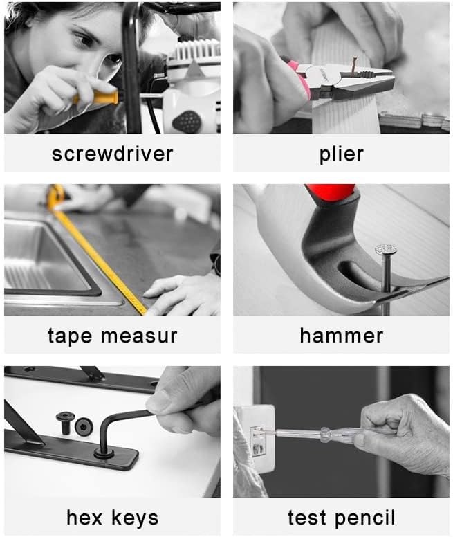 24Piece Tool Set General Household Hand Tool Kit with Plastic Toolbox Storage Case Pink for woman-Include all essentials,college,apartment,room…