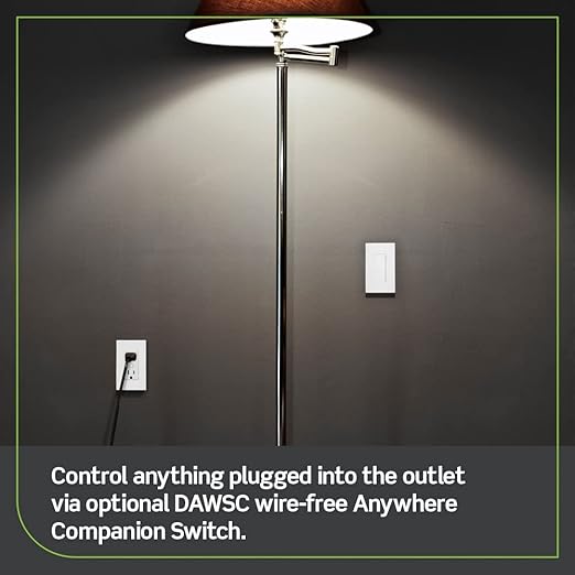 Leviton Decora Smart Outlet, Tamper-Resistant 15A, Wi-Fi 2nd Gen, Works with My Leviton, Alexa, Google Assistant, Apple Home/Siri & Wire-Free Companions for Switched Outlet, D215R-2RW, White
