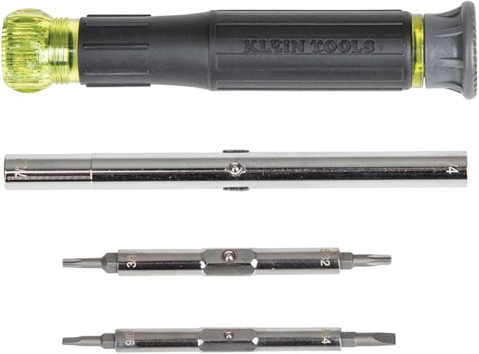Klein Tools 32314 Electronic Screwdriver, 14-in-1 with 8 Precision Tips, Slotted, Phillips, and Tamperproof TORX Bits, 6 Precision Nut Drivers