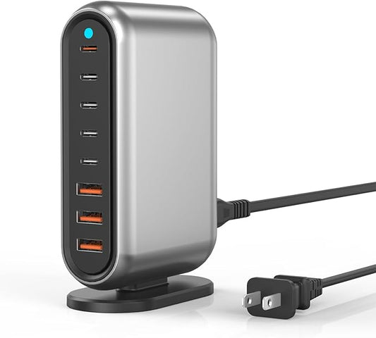 USB C Charger Block, 180W GaN 8-Port Fast Charging Station Hub for iPhone 15 14 13 12 Pro Max iPad, Galaxy S23/22 PD 65W Laptop Charger Adapter Compatible with MacBook Pro/Air,DELL,Steam Deck Multiple