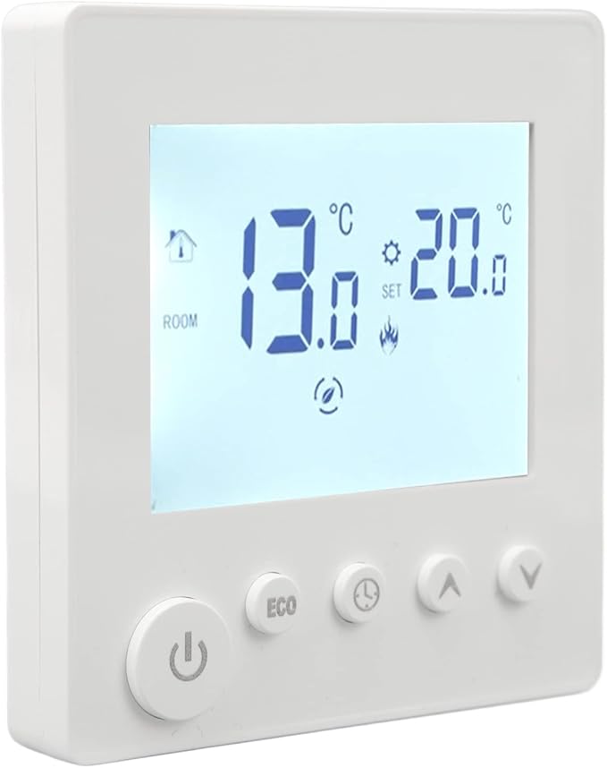 Floor Heating Thermostat, 90V-240V Floor Temperature Controller Smart Programmable Control Panel LCD Display for Home Indoor