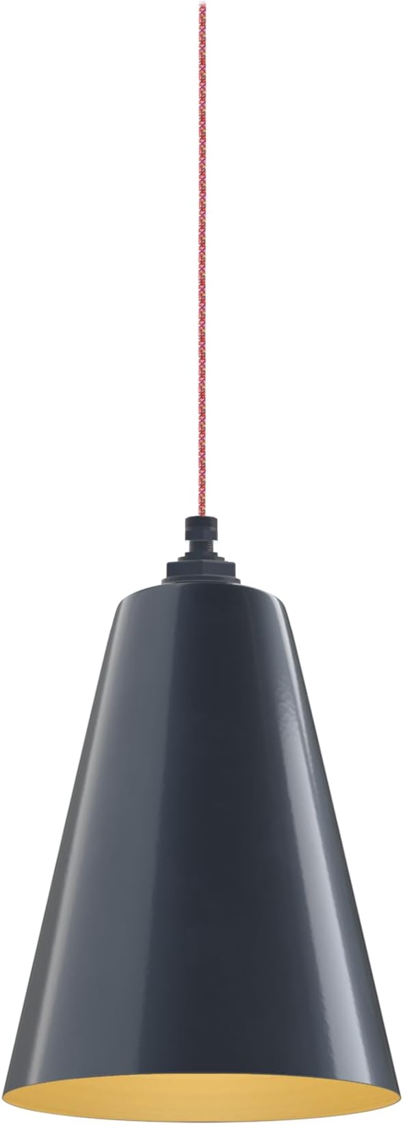 Steel Lighting Co. Laurel Pendant Light | Ceiling Mounted | 8.5 inch Cone Shade | Modern Contemporary Farmhouse Style Made in America | Sprinkles Cloth Cord | Gray Blue Exterior/Brass Interior