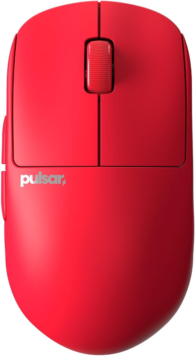 Pulsar Gaming Gears X2H mini Wireless Gaming Mouse, Limited Color Edition, Ultra Lightweight 1.83 oz (52 g), Symmetrical, Optical Switch, 26000 DPI, PAW3395 Sensor (Mini, Wireless, Red)