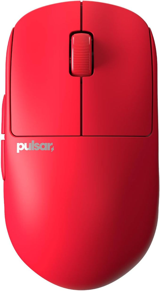 Pulsar Gaming Gears X2H mini Wireless Gaming Mouse, Limited Color Edition, Ultra Lightweight 1.83 oz (52 g), Symmetrical, Optical Switch, 26000 DPI, PAW3395 Sensor (Mini, Wireless, Red)