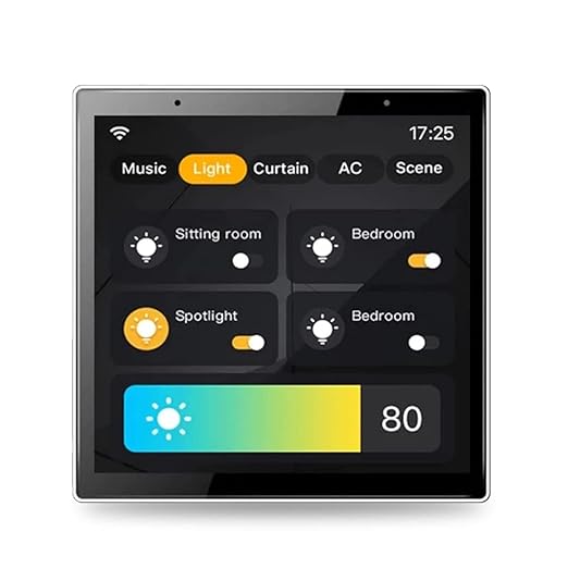Smart Home Control Panel, Dimmer and Background Music Player, 4'' Switch Panel in-Wall Touchscreen Control for Various Tuya Smart Appliances, Black