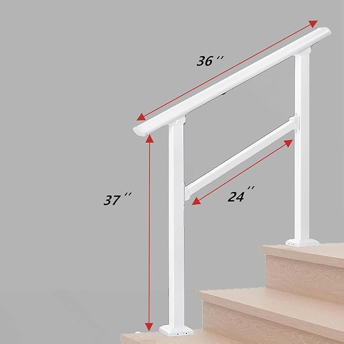 Hand Rails for Outdoor Steps,3 Step Stair Handrail & Indoor Stair Railing Kit，Metty Metal Railings for Outdoor Steps and Hand Rails for Seniors for Porch Railing