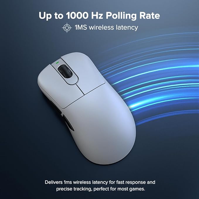 Wireless Gaming Mouse, 24000 DPI, Wired/2.4GHz/Bluetooth Ergonomic Mouse, 150Hours Battery Life, Free Lag, 57g Lightweight Rechargeable Gaming Mice for Laptop/PC/Mac/Tablet/Xbox, White