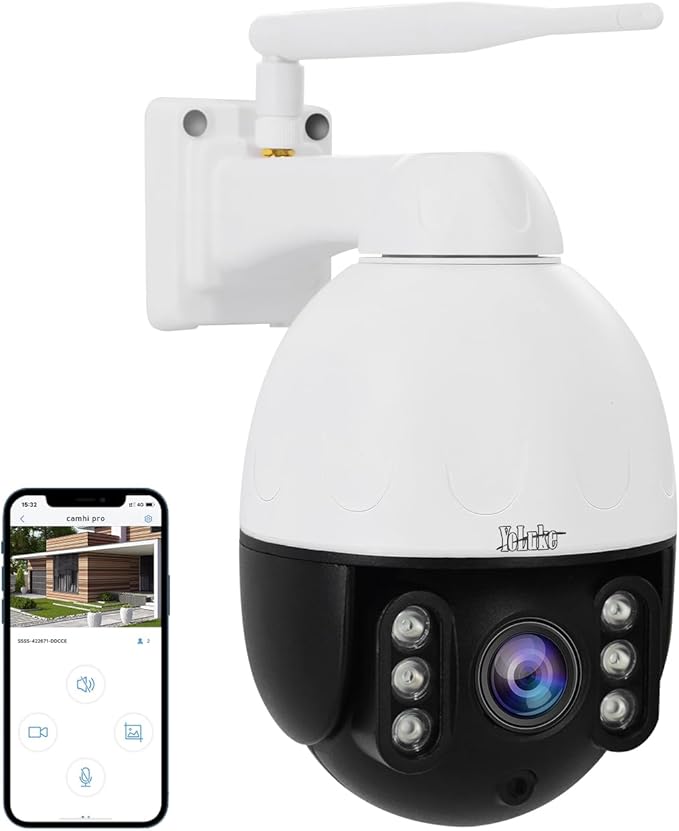 PTZ Camera Outdoor,5MP 5X Optical Zoom WiFi IP Camera with 360° Rotate and 30 Meter View Distance/Human Detection & Auto Tracking/Two Way Audio/IP66 Waterproof/Night Vision