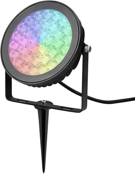 LGIDTECH FUTC05 25W RGB+CCT Outdoor LED Landscape Garden Spotlight AC100-240V Million Colors Changing,Color Temperature Adjustable,Memory Function.Remote,Wall Panel,Hub is Sold Separately