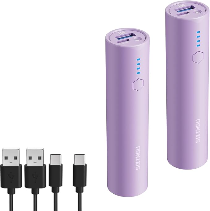S03 Portable Charger 2 Pack, 2-Port (USB-C in&Out) 5000mAh Power Bank Fast Charging with Flashlight, Compatible with iPhone 14/13/12/11 Series and Android Phone