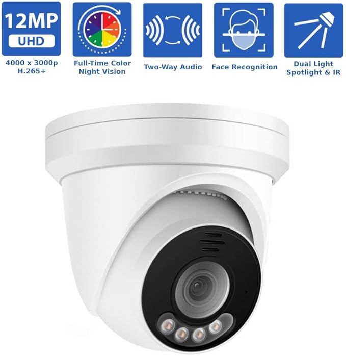 GW Security 16 Channel NVR UltraHD 12MP 6K @30FPS Face/Human/Vehicle Detection Security Camera System with 8 x 12MP IP Two-Way Audio Smart AI Dome Cameras, Color Night Vision, Outdoor/Indoor Camera