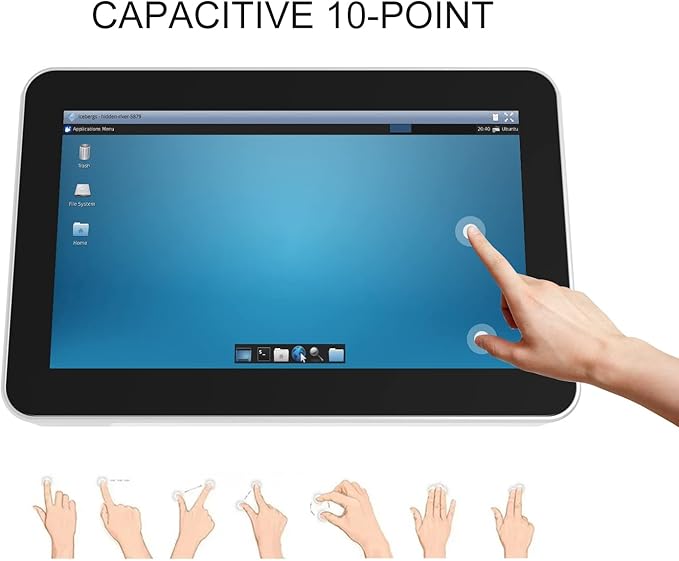 GreenTouch 13.3 Inch PCAP Touch Screen LCD Display- Open Frame TFT LCD Monitor with 12V 4A Powered - 1920 * 1080 HD