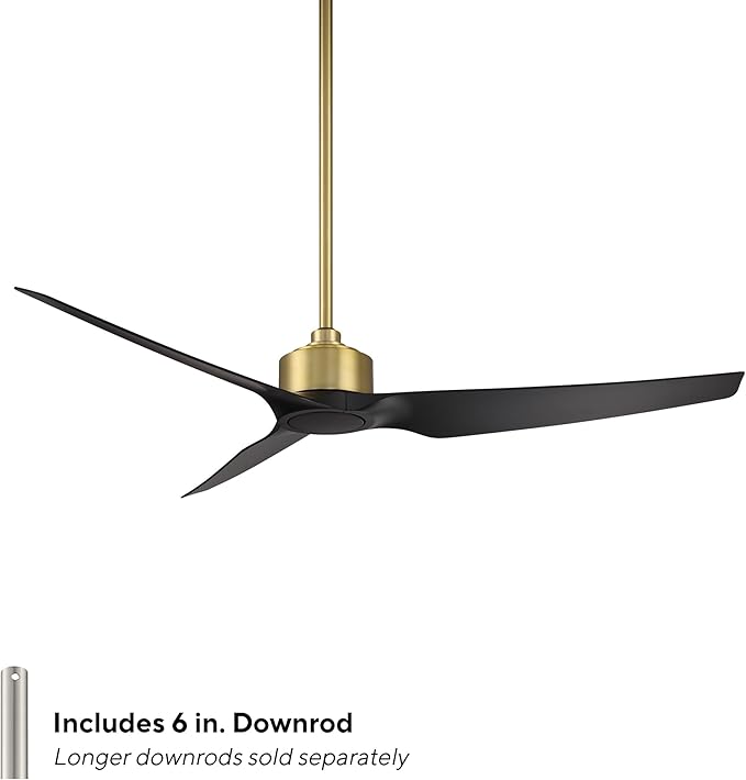 Stella Indoor and Outdoor 3-Blade Smart Ceiling Fan 60in Soft Brass Matte Black with Remote Control works with Alexa and iOS or Android WAC App