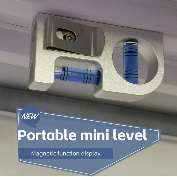 Solid aluminum alloy Mini level ruler portable mini level bubble meter with magnetic function TV stand installation (Silver Blue)