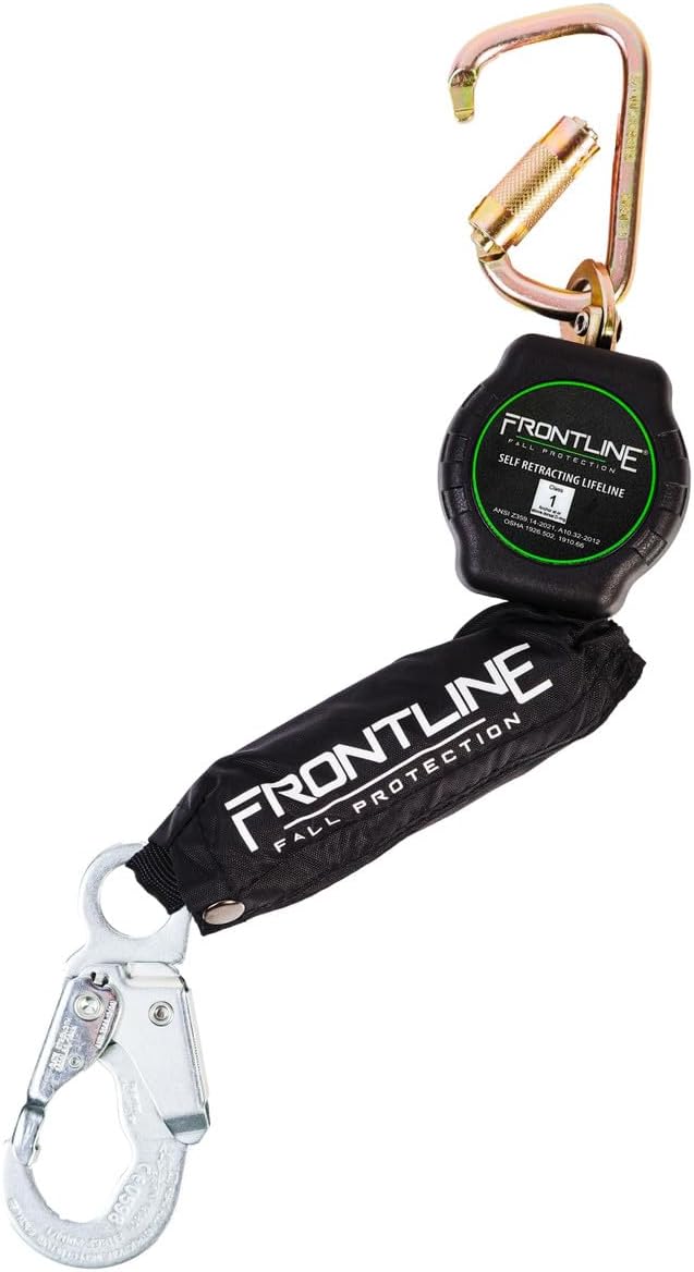 Frontline RPA061S 6' Aramid Web Single Leg SRL with Steel Snap Hook | Lightweight, Durable & Compact | 310 lbs Capacity | Aramid Fiber Webbing | ANSI & OSHA Compliant | ISO Lab Tested