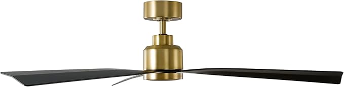 WAC Lighting Clean Indoor and Outdoor 3-Blade Smart Home Ceiling Fan 52in Soft Brass Matte Black with Remote Control works with Alexa and iOS or Android App