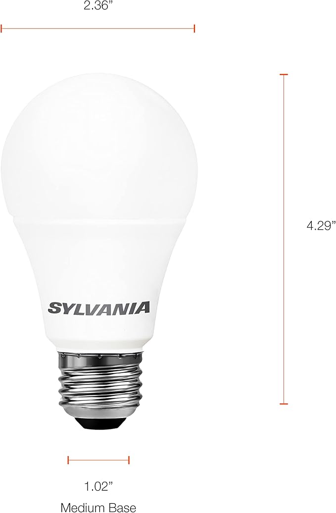 SYLVANIA LED A19 Light Bulb, 100W = 14W, Non-Dimmable, Frosted Finish, 1500 Lumens, 2700K, Soft White - 4 Pack (78101)