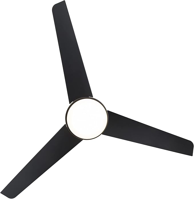 WAC Smart Fans Mod Indoor and Outdoor 3-Blade Smart Home Ceiling Fan 54in Satin Brass Matte Black with 3000K LED Light Kit and Remote Control works with Alexa and iOS or Android App