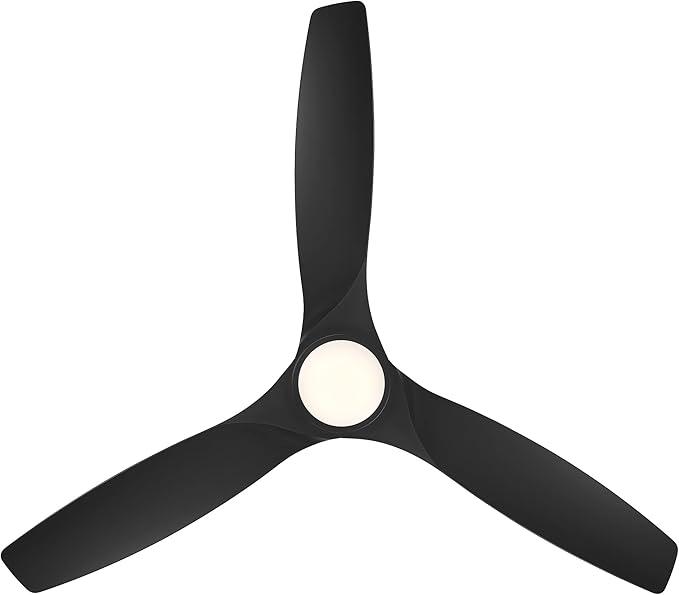 Skylark Smart Indoor and Outdoor 3-Blade Flush Mount Ceiling Fan 54in Matte Black with Adjustable CCT 2700K-3000K-4000K-5000K LED Light Kit and Remote Control works with Alexa and iOS or Android App