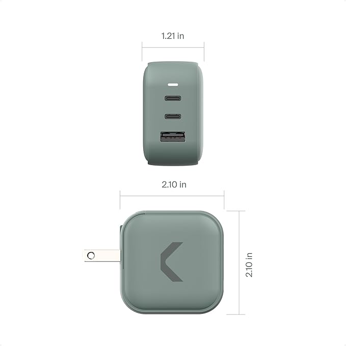 Clemm Core 65W GaN Charger, Dual USB-C & USB-A Fast Charger Block, PPS Power Adapter for MacBook Air, iPhone 16/15/14/13/12/11/X, iPad, Galaxy S24/S23 Ultra, USB-C Laptops & More (Core 65W)