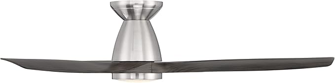 Skylark Smart Indoor and Outdoor 3-Blade Flush Mount Ceiling Fan 54in Brushed Nickel/Ebony Adjustable CCT 2700K-3000K-4000K-5000K LED Light Kit and Remote Control works with Alexa, iOS or Android App