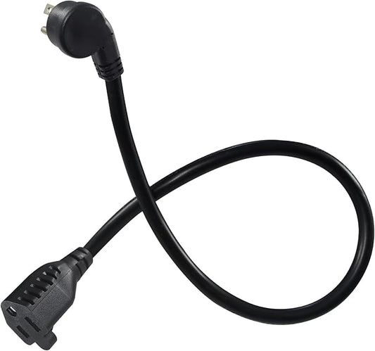 SPARKING Flat Plug Short Power Extension Cord 1.5FT - Low Profile AC Flat Wall Head Short Black Grounded Extension Cord,16AWG SJT,125V 13A Right Angle Small Indoor Appliance Extender Cord [1PACK]