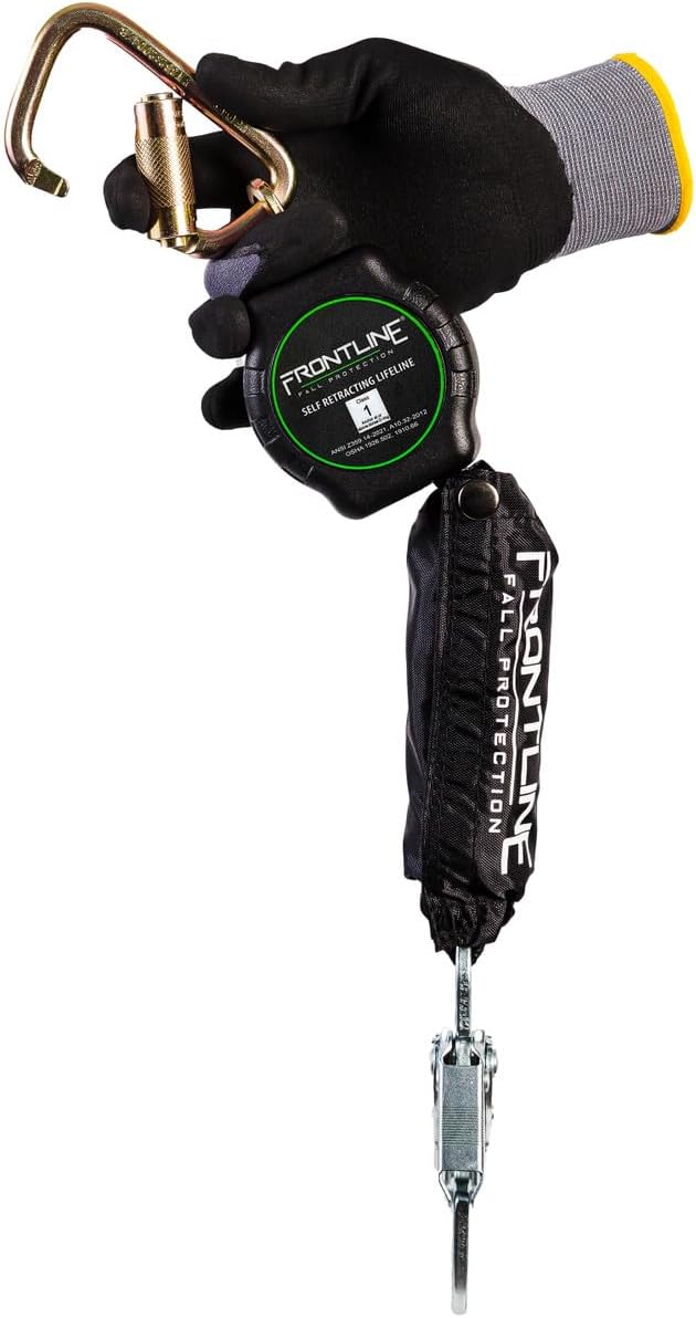 Frontline RPAS Aramid Fiber Web SRL | 6'-12' Single Leg | Steel Snap Hook | Lightweight & Compact | Durable Housing | Quick-Action Brake | 310 lbs Capacity | ANSI & OSHA Compliant (Pack 2)