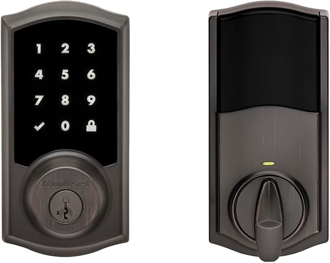 Kwikset SmartCode 916 Z-Wave Smart Lock, Keyless Entry Ring Compatible Door Lock, Touchscreen Electronic Deadbolt, SmartKey Re-Key Security, Smart Hub Required, Traditional Venetian Bronze