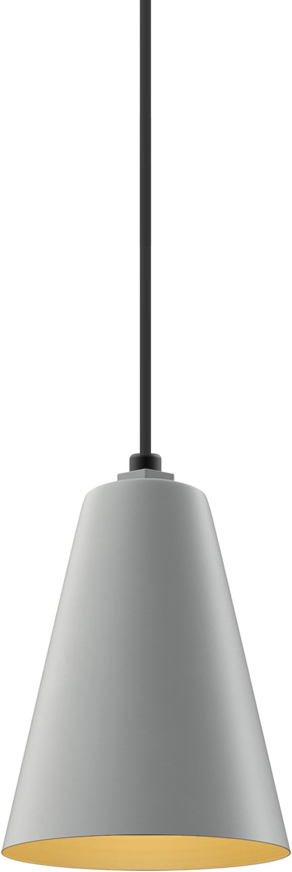 Steel Lighting Co. Laurel Pendant Light | Ceiling Mounted | 8.5 inch Cone Shade | Modern Contemporary Farmhouse Style Made in America | Black Cord | Modern Gray Exterior/Brass Interior