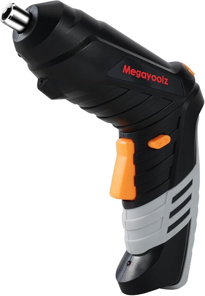 Megarooz Electric Cordless Screwdriver with Rechargeable Battery and Charger, Rotating Handle, LED Light, 47PCS Drill/Driver Accessories,Comes with packaging box for convenient storage (black)