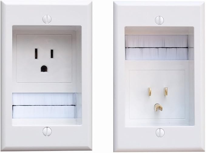 ONE-CK Single Outlet TV Cord Hider for Wall Mounted TVs - Recessed In-Wall Cable hider System for Power & Low Voltage - Matches Existing Outlets - Hide Wires With this Easy DIY Install Kit