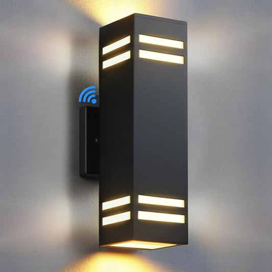 SHIMR Dusk to Dawn Outdoor Light Fixture, Modern Outdoor Wall Lights with LED Bulbs Includes, Aluminum Anti-Rust Sconce Up and Down Outside Lights for House Porch Garage Patio [ETL Listed]