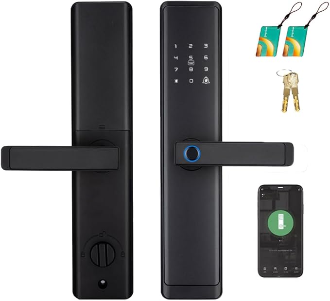 WiFi Smart Door Lock with Handles, Alarm & Keypad Entry, Auto Lock & One Touch Unlock